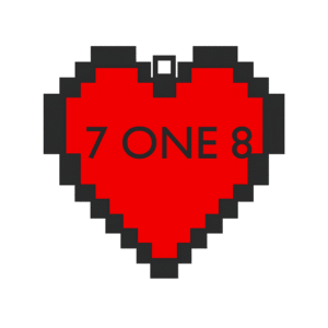 7ONE8 Pixel Heart Custom Name Keychain