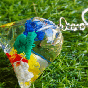 Resin Keychain with Color Splash Design